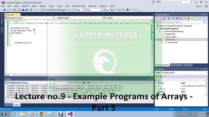 Lecture no.9 - Example Programs of Arrays - Part 5