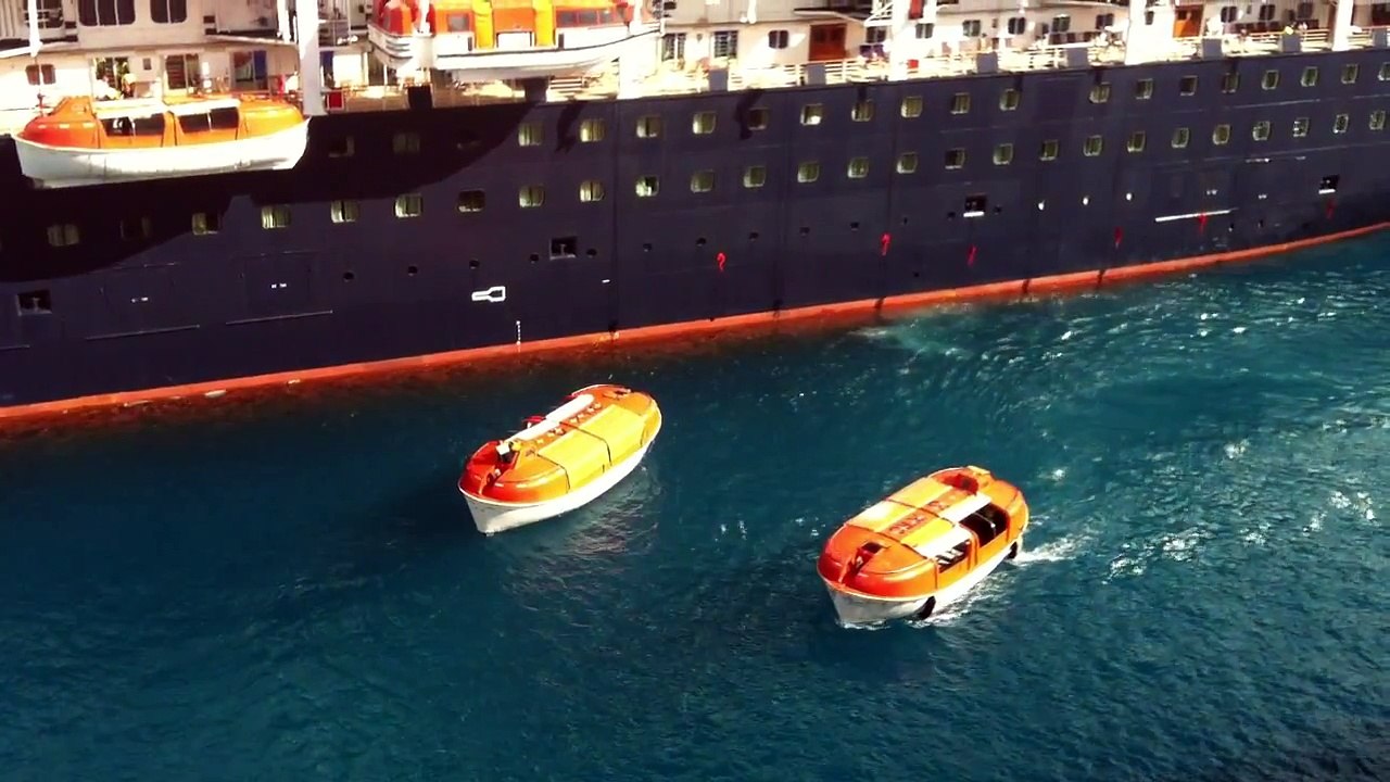 Cruise Ship Life Boat Wreck - Lifeboat Drill Mishap In HD