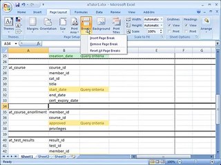 Adjust page breaks and print area in Excel