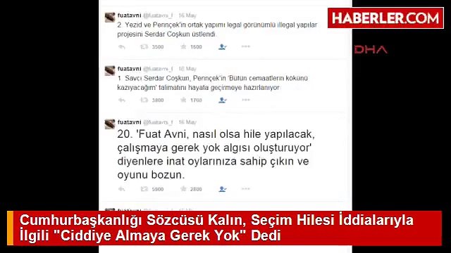 Cumhurbaşkanlığı Sözcüsü Kalın, Seçim Hilesi İddialarıyla İlgili Ciddiye Almaya Gerek Yok Dedi