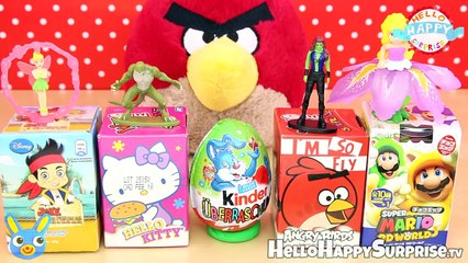 Surprise Eggs Opening Angry Birds Jake and the Neverland Pirates Hello Kitty Spiderman