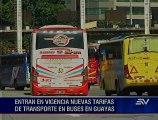 Entran en vigencia nuevas tarifas de transporte en buses de Guayas