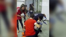 Adeptos do Benfica apanhados a roubar armazém do estádio do Vitória de Guimarães (17/5/2015)