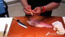 Sushi Tutorial: How to cut and prepare Yellowtail Hamachi