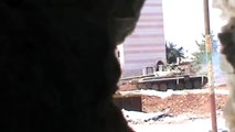 Tank gets hit by 2 RPG s Syrian civil war