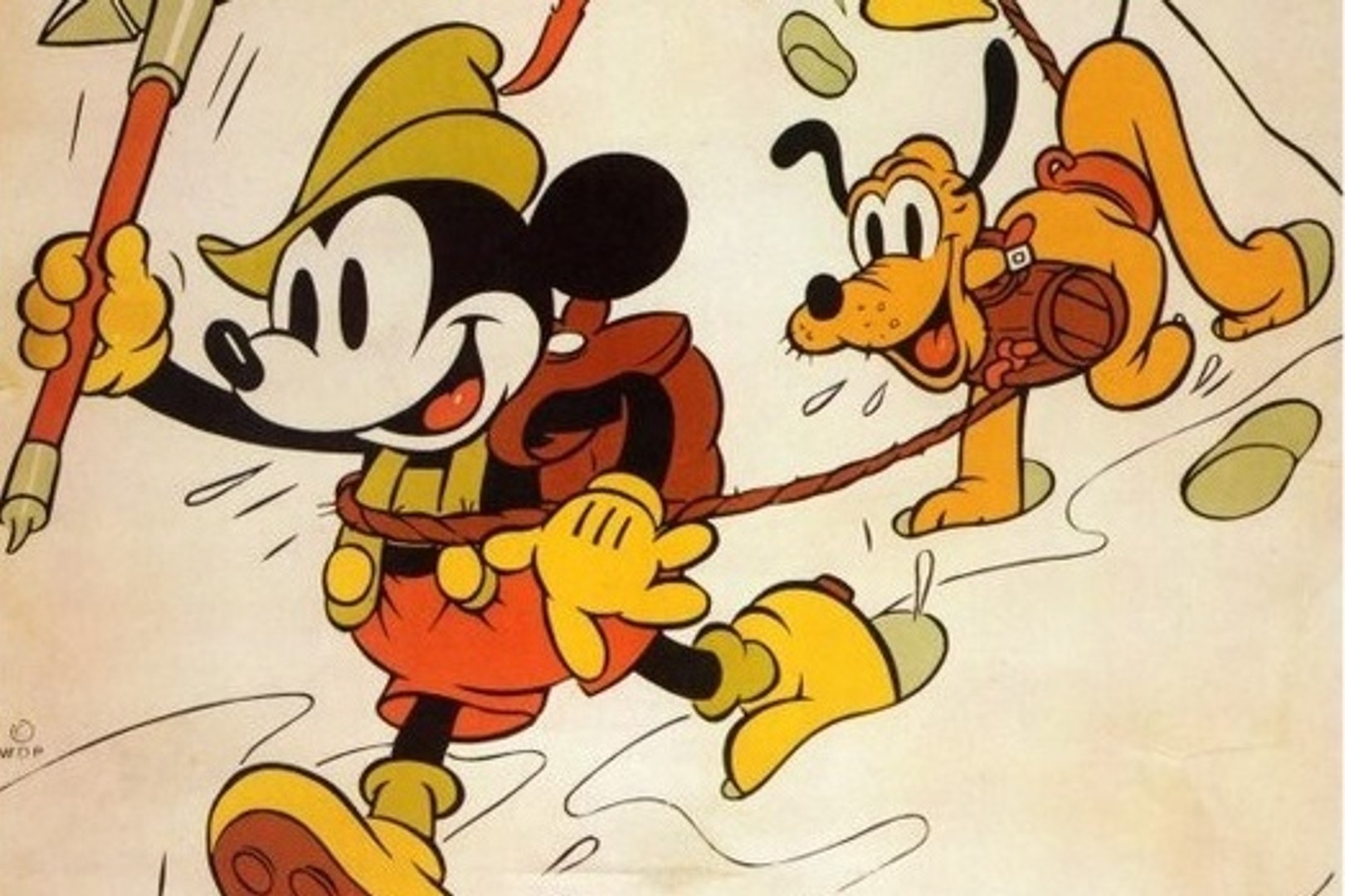 Alpinistas (1936) Walt Disney, Mickey Mouse. dibujos animados 