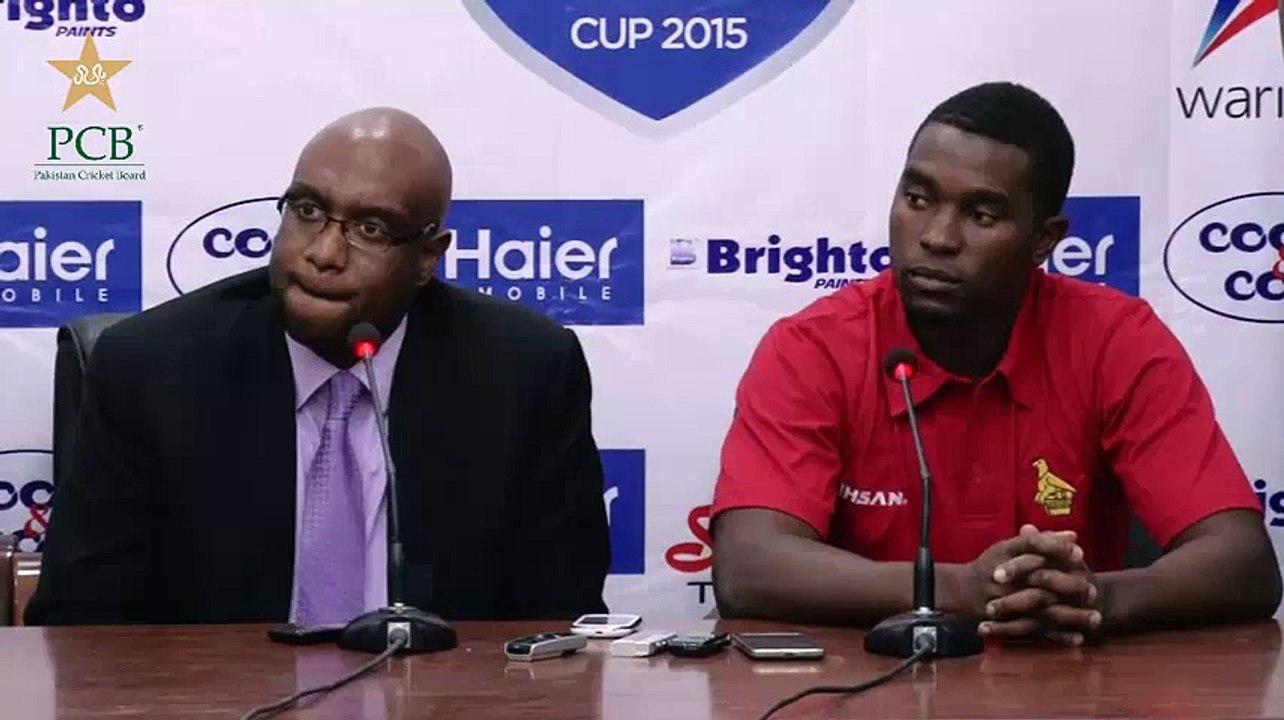 Media Talk- Head of ZCU delegation Mr. Ozias Bvute and Captain Elton Chigumbura at Gaddafi Stadium Lahore