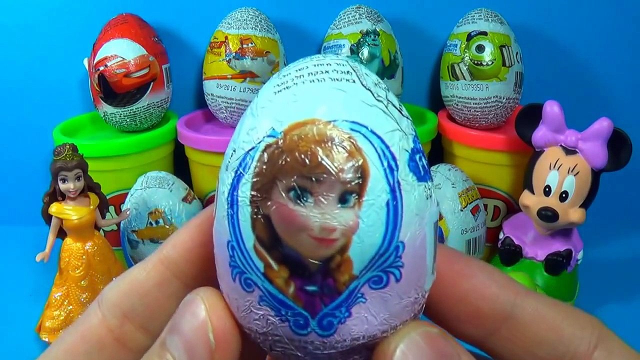 10 Surprise Eggs Disney Cars PLANES Monsters University MARVEL Spiderman Disney FROZEN Fairies