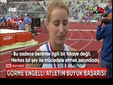 Görme engelli kadın atletin müthiş başarısı sırıkla atlamada üçüncü oldu