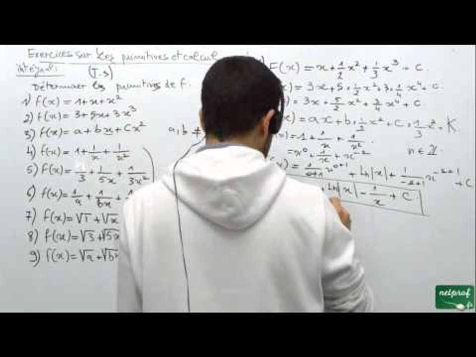 Terminale S, primitive et calcul intégral, part 02