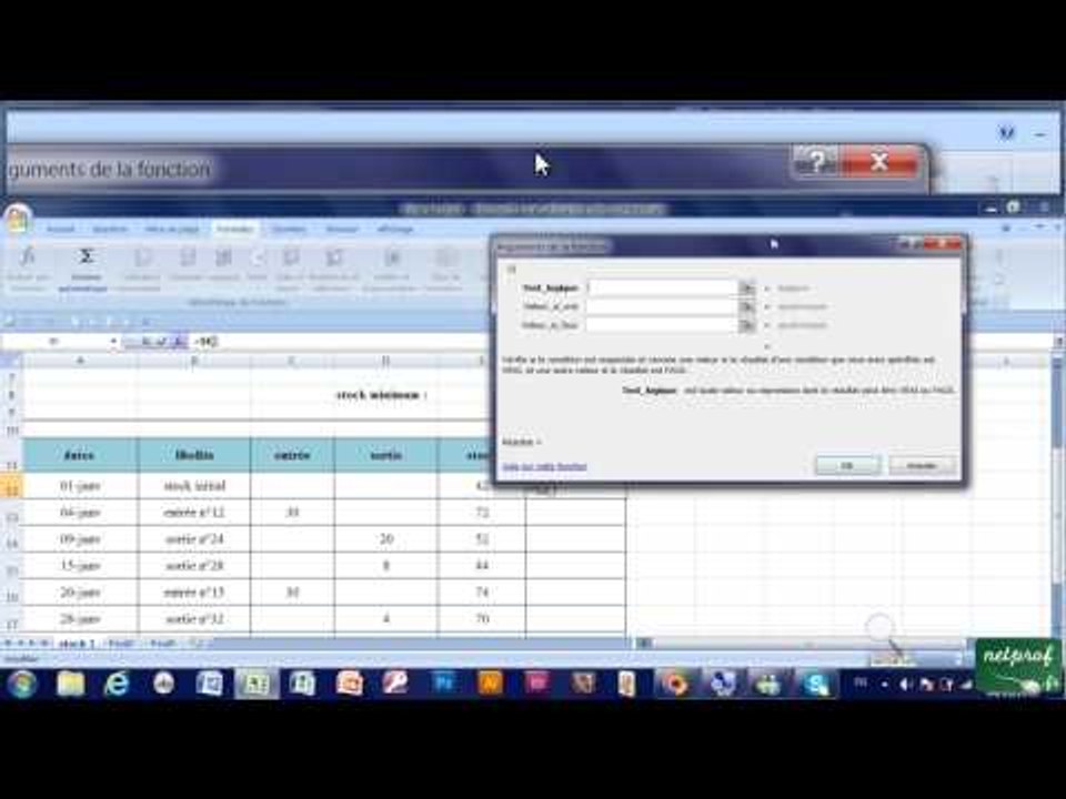 26 - Fiche de stock, nommer cellule, fonction si