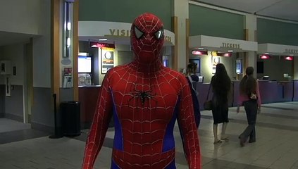 Spiderman cuts an ad for Sidewalk Film festival 2010