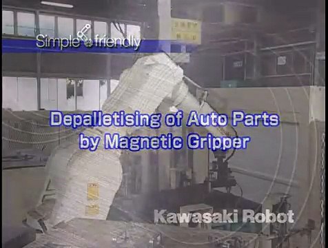 Material Handling Piston Rods w/ Magnetic Gripper - Kawasaki Robotics
