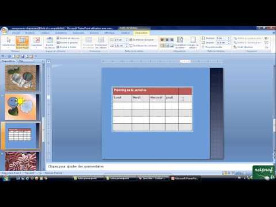 8 - Insérer un tableau, outill tableau, onglet disposition
