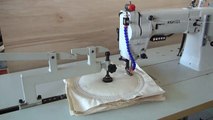 Automatic sewing machine for polish wheels