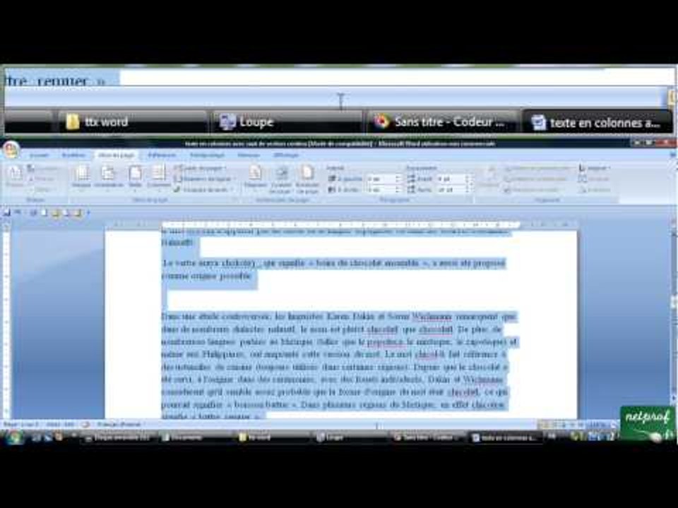 17 - Texte en colonnes avec saut de section