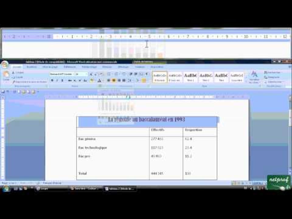 14 - Tableau plus complexe sur word