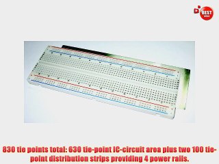 BB830 Solderless Plug-in BreadBoard 830 tie-points 4 power rails 6.5 x 2.2 x 0.3in (165