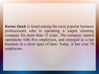 Keonz Quek Is Operating A Carpet Cleaning Business For Over 15 Years