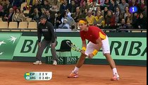 [2011 Davis Cup by BNP Paribas] Incredible point between Rafa Nadal and Pico Monaco