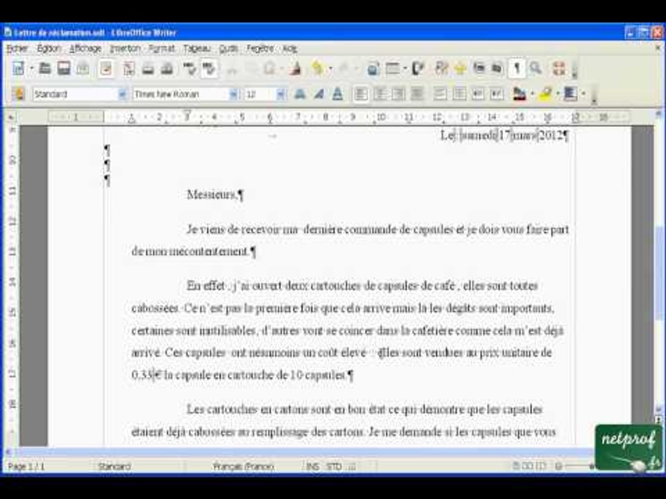 Libroffice Writer - écrire une lettre - 08 - Corriger et finaliser une lettre