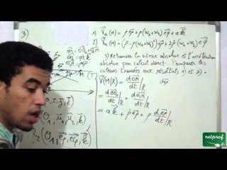 Cinématique du point matériel, exercice sur la composition de la vitesse et de l'accélération 17