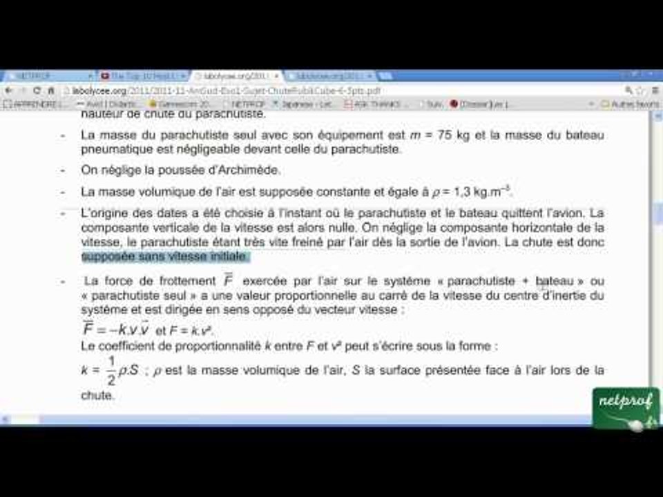 Mécanique, Un rubik's cube résolu à près de 4300 m d'altitude, Bac S 2011, Amérique du sud, 1