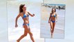Karina Smirnoff Rocks A Tiny Blue Bikini For Malibu Beach Day