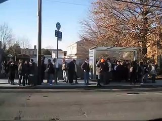 Train Horns Scares Bus Stop Full of Kids