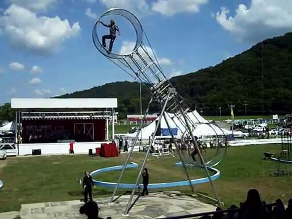 Circus "Wheel of Death" Act - Performer gets injured