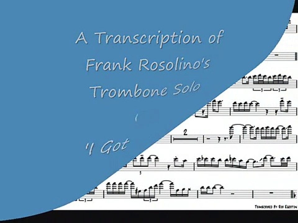 Frank Rosolino 'I Got It Bad' Trombone Solo Transcription