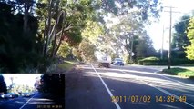 Cyclist's Air Zound horn in action stops driver cutting in.