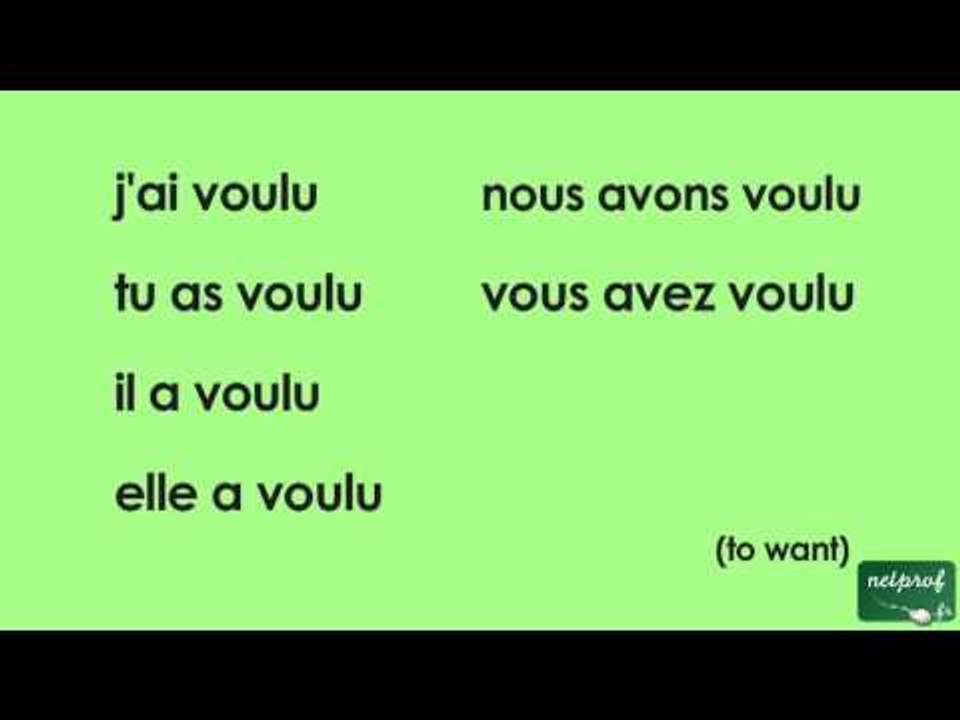 Conjugaison Du Verbe Vouloir Au Pass Compos De L indicatif Vid o