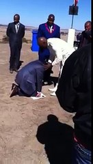 Apostle Simon Mokoena blessing Minister Fikile Mbalula and
