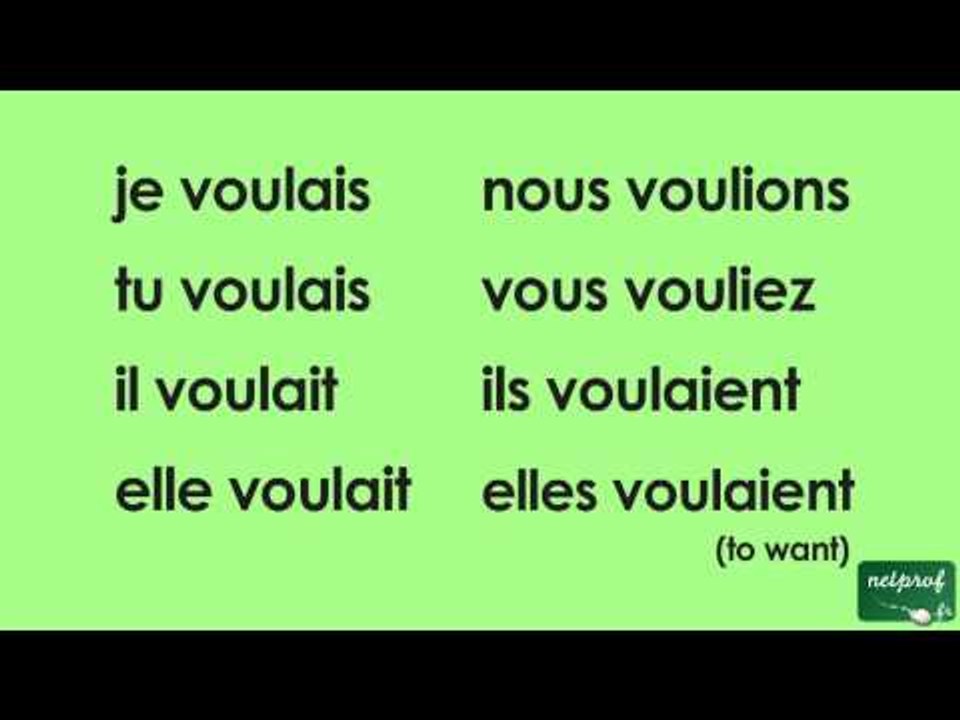 Vouloir à L Imparfait De L Indicatif
