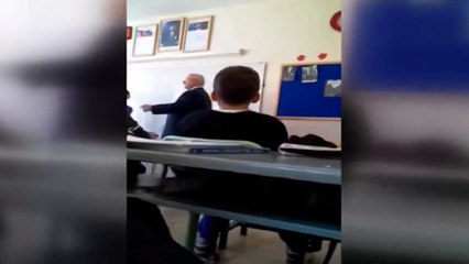 Okul müdürü öğrencinin kafasıyla tahtayı sildi!