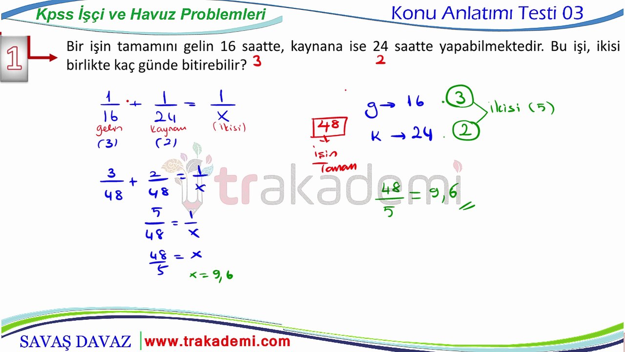 Kpss İşçi ve Havuz Problemleri Konu Anlatımı Ders 03