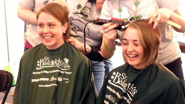 Gabriella & Rebecca Shave their Heads Bald - St Baldrick's - Napper Tandy's, NC - March 3, 2012