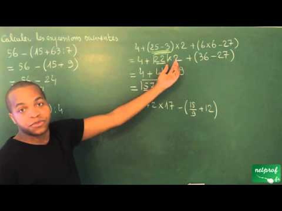 008 / Enchaînements d'opérations / Calculer une expression avec parenthèses (2)