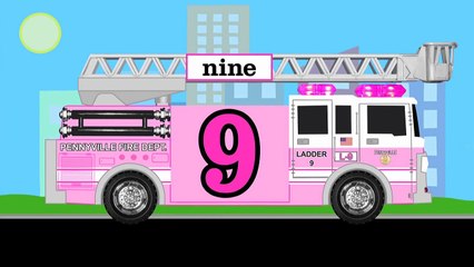 Number Counting Pink Fire Truck - Firetrucks Count 1 to 10 for Children