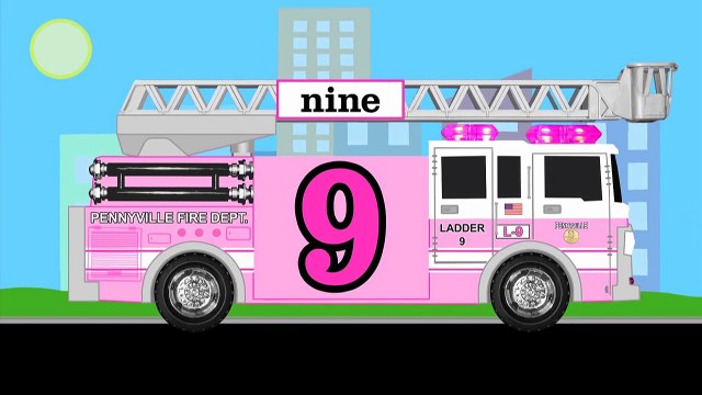 Number Counting Pink Fire Truck - Firetrucks Count 1 to 10 for Children