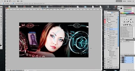 Ironman in mask interface HUD display photoshop design template for download