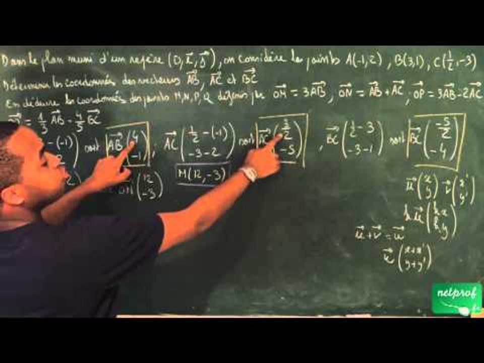 429 / Vecteurs / Déterminer les coordonnées d'un point à l'aide d'une relation vectorielle (2)