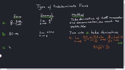 Type of Indeterminate Forms