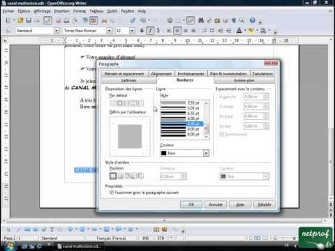 Open office ou Libre office - Texte 10 - Bordures
