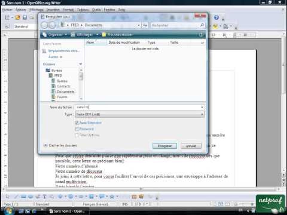 Open office ou Libre office - Texte 02 - Enregistrer