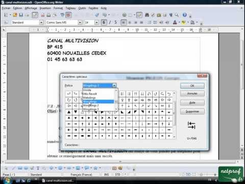 Open office ou Libre office - Texte 09 - Insertion caracteres speciaux