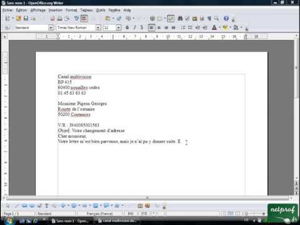 Open office ou Libre office - Texte 01 - Saisie texte