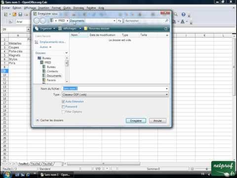 Open office ou Libre office - Tableur 05 - Enregistrer