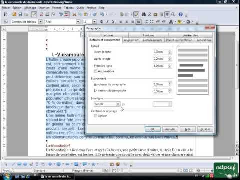 Open office ou Libre office - Texte long 4 - Mise en forme de paragraphe